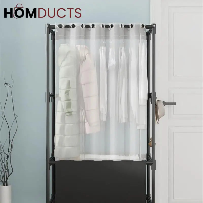 Heavy Duty Foldable Garment Rack - Steel Pipe, Freestanding Closet Organizer for Bedroom & Wardrobe