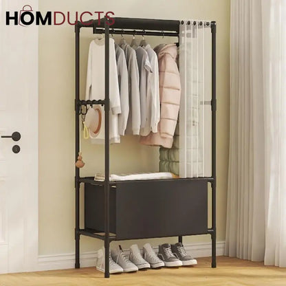 Heavy Duty Foldable Garment Rack - Steel Pipe, Freestanding Closet Organizer for Bedroom & Wardrobe