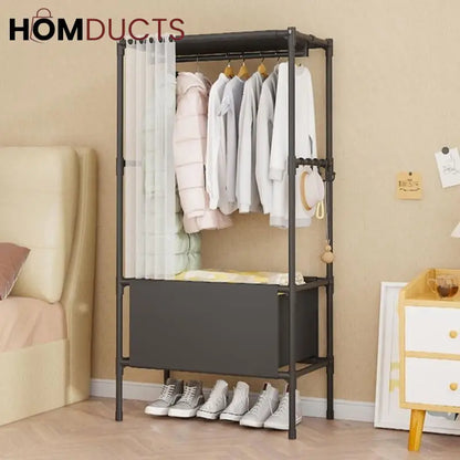 Heavy Duty Foldable Garment Rack - Steel Pipe, Freestanding Closet Organizer for Bedroom & Wardrobe