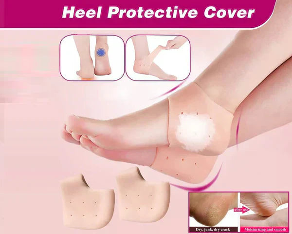1 Pair Silicone Gel Heel Pad Socks – Pain Relief & Anti-Crack Heel Protector