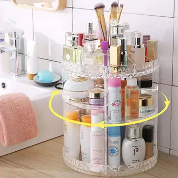 360° Rotating Makeup Organizer – Large Size | Cosmetic Storage Rack for Vanity & Dressing Table