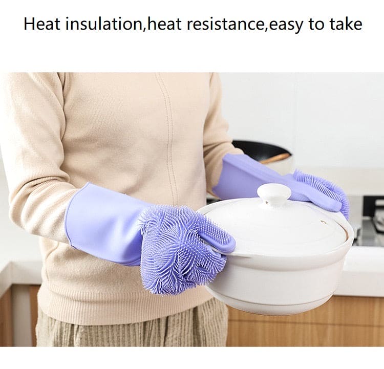 Premium Quality Silicone Washing Gloves – Hand Gloves for Dishwashing & Cleaning