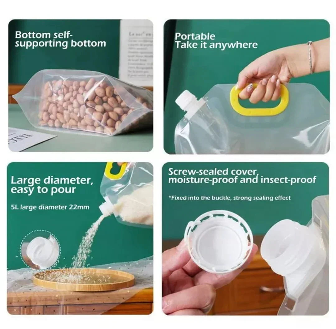 Sealed Storage Bags – Portable Transparent Food & Grain Storage Bags (2.5L & 5L)