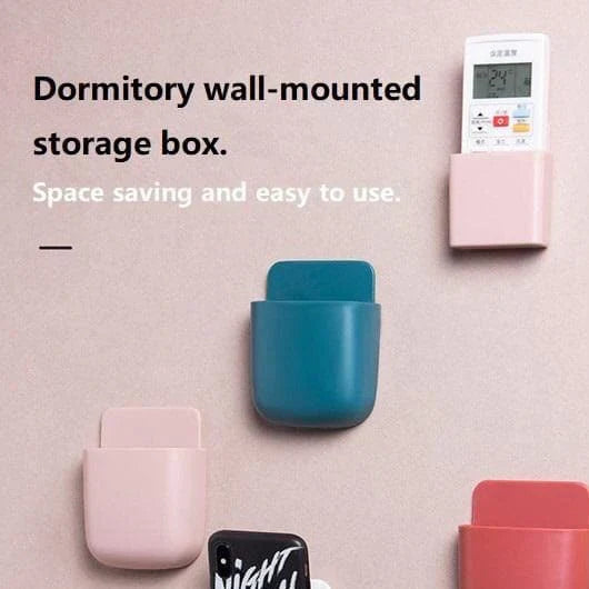 Self-Adhesive White Remote Control Storage Box – Wall Mounted Mobile Holder & Phone Charging Station in Pakistan