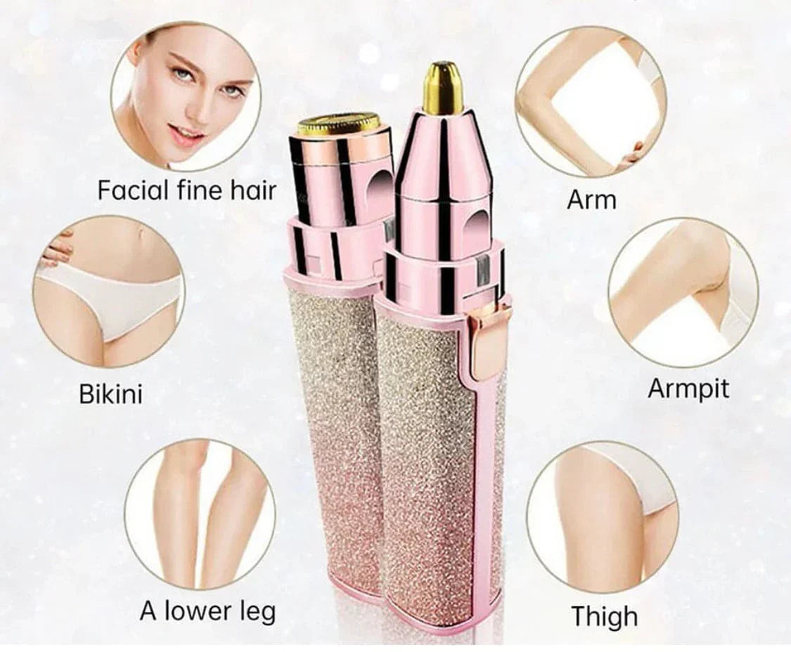 Premium Quality 2 in 1 Electric Eyebrow Trimmer and Rechargeable Hair Remover with LED Light