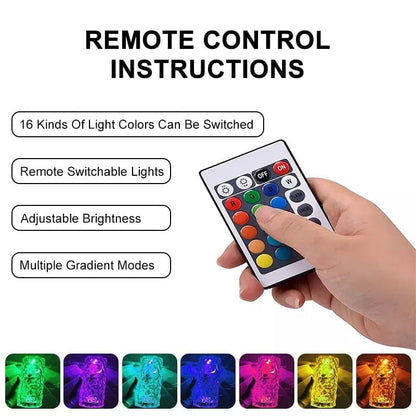Rose Crystal Rechargeable Table Lamp – Diamond Touch Sensor LED Desk Lamp with RGB Remote Control & Night Light Projection