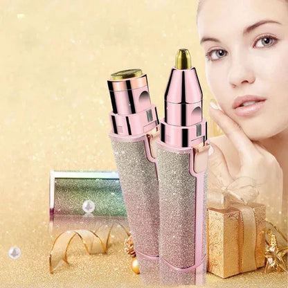 Premium Quality 2 in 1 Electric Eyebrow Trimmer and Rechargeable Hair Remover with LED Light