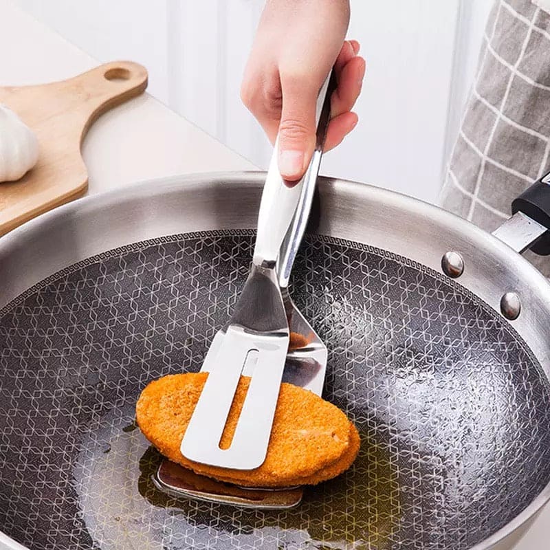 Stainless Steel Frying Spatula & Kitchen Serving Tong – Double-Sided Heat Resistant Cooking Tool
