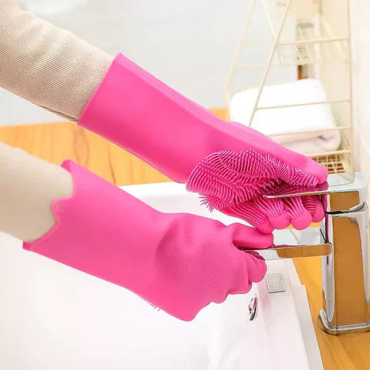 Premium Quality Silicone Washing Gloves – Hand Gloves for Dishwashing & Cleaning