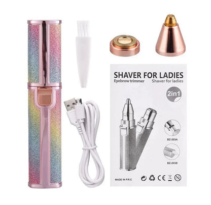 Premium Quality 2 in 1 Electric Eyebrow Trimmer and Rechargeable Hair Remover with LED Light