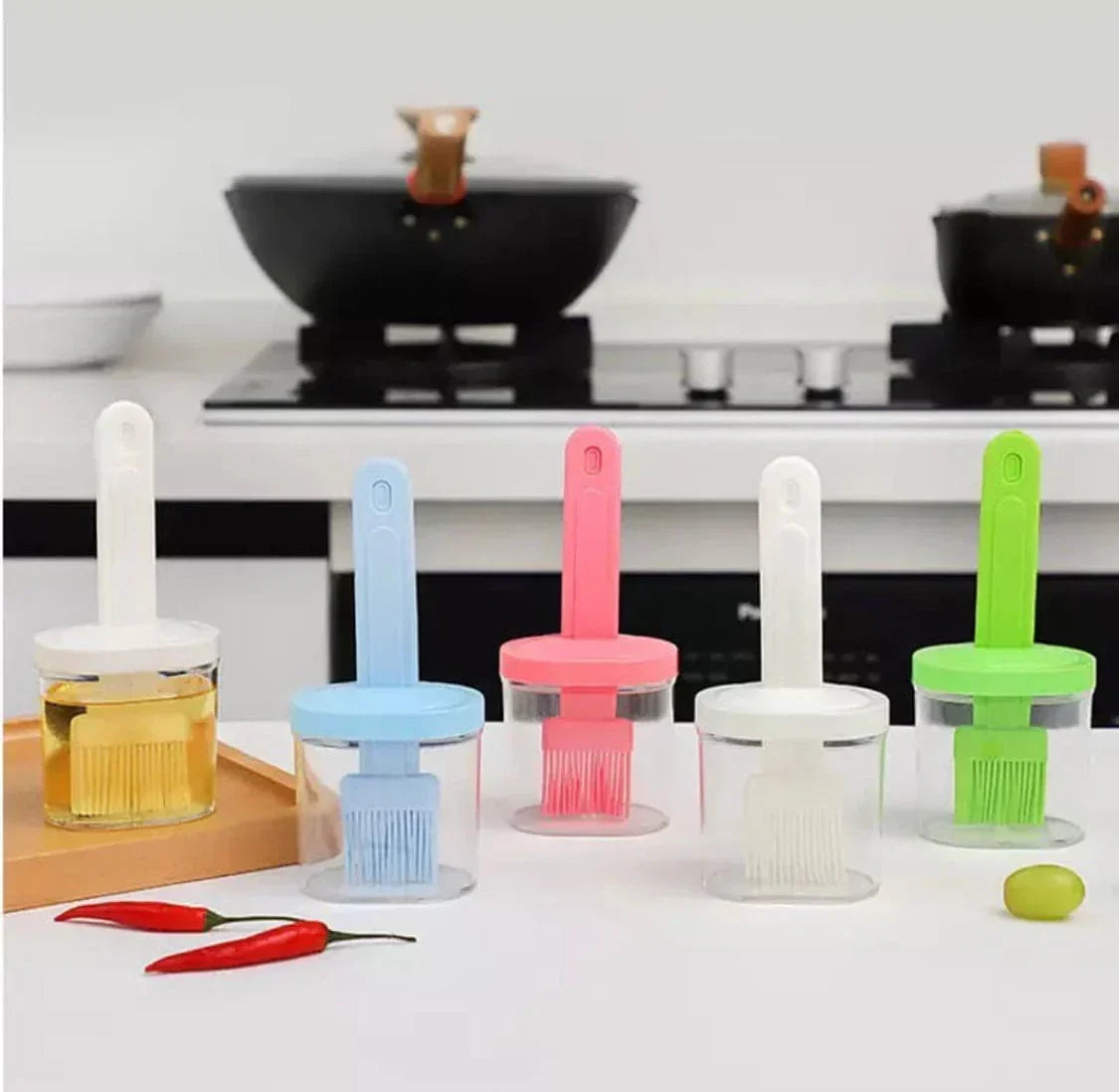 Silicone Oil Brush with Bottle – High Temperature Resistant, Easy Oil Dispensing