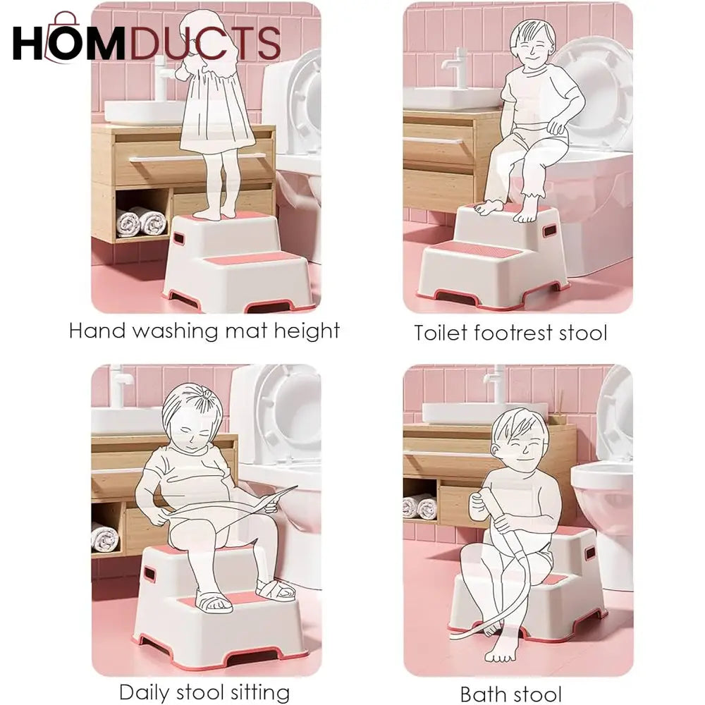 Kids 2-Step Stool: Safe, Dual-Purpose for Handwashing & Toilet Training