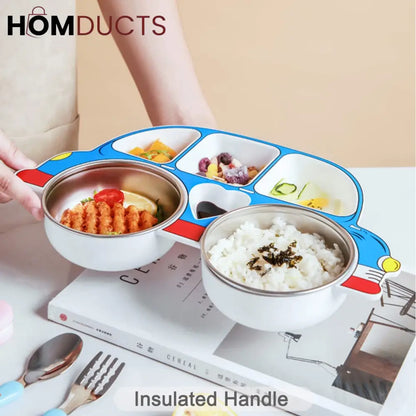 Kids Car-Shaped Bento Lunch Plate with Compartments – Fun & Colorful Food Tray for Toddlers
