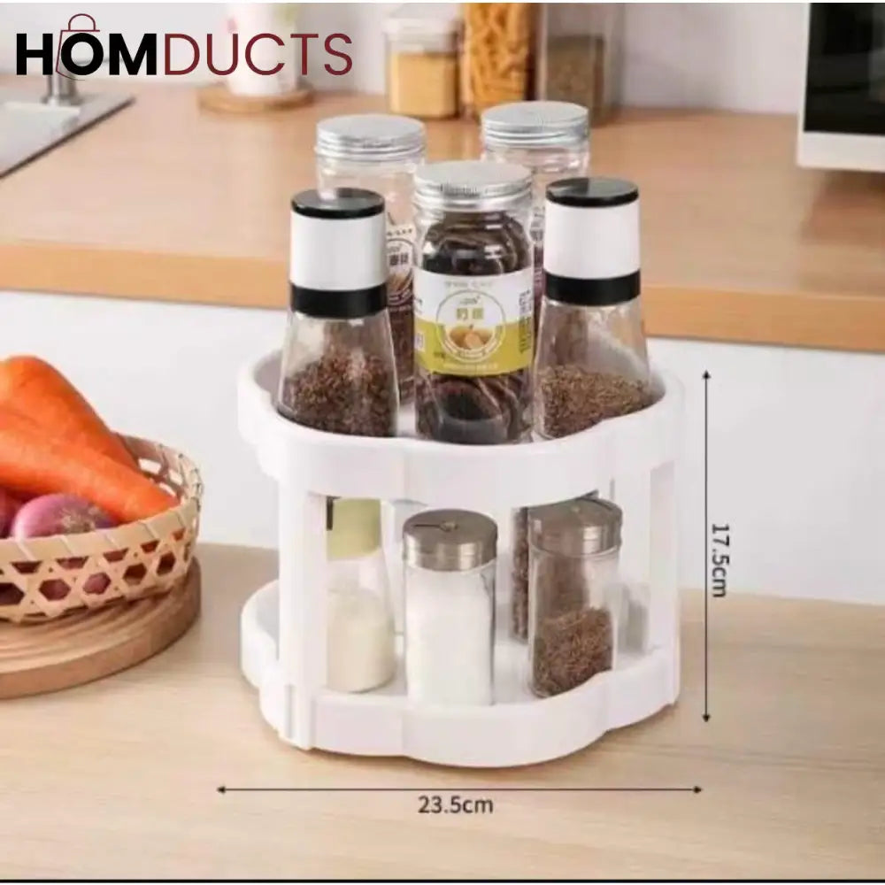 Kitchen Countertop Spice Rack Organizer With Rotating Turntable