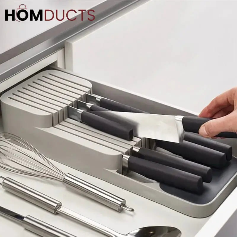 Kitchen drawer knife organizer.