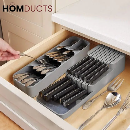 Kitchen drawer knife organizer.