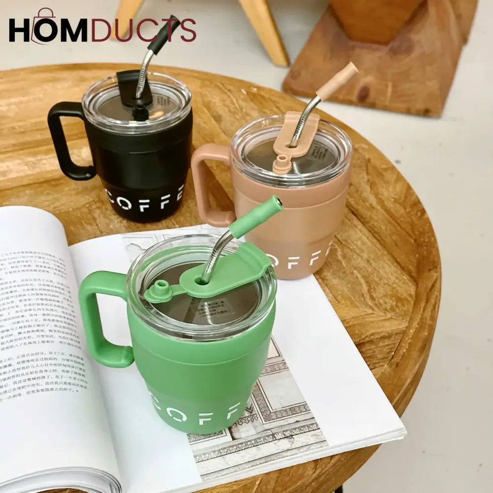 Korean Coffee Cup With Straw 480ml