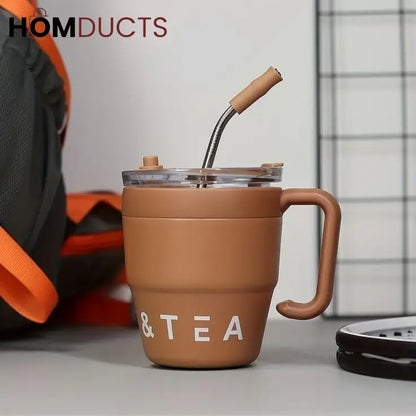 Korean Coffee Cup With Straw 480ml