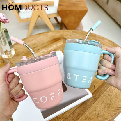 Korean Coffee Cup With Straw 480ml