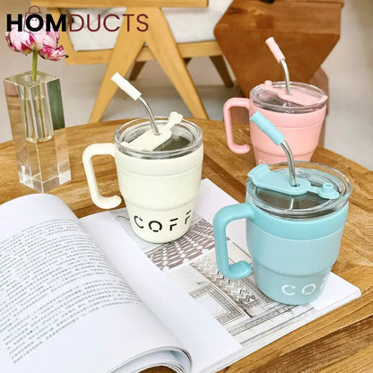 Korean Coffee Cup With Straw 480ml