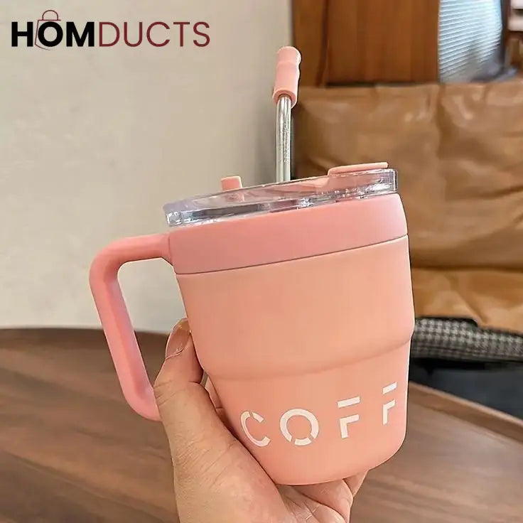 Korean Coffee Cup With Straw 480ml