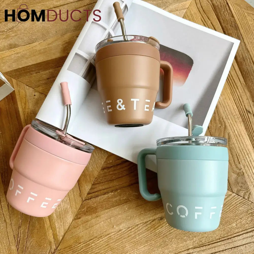 Korean Coffee Cup With Straw 480ml