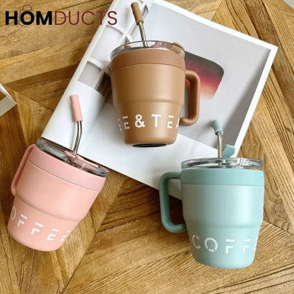 Korean Coffee Cup With Straw 480ml