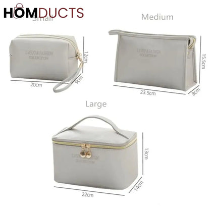 Large Capacity 3Pcs PU Travel Cosmetic Bag
