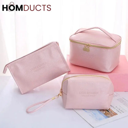 Large Capacity 3Pcs PU Travel Cosmetic Bag