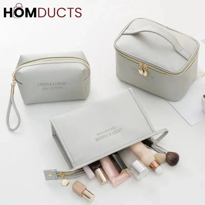 Large Capacity 3Pcs PU Travel Cosmetic Bag