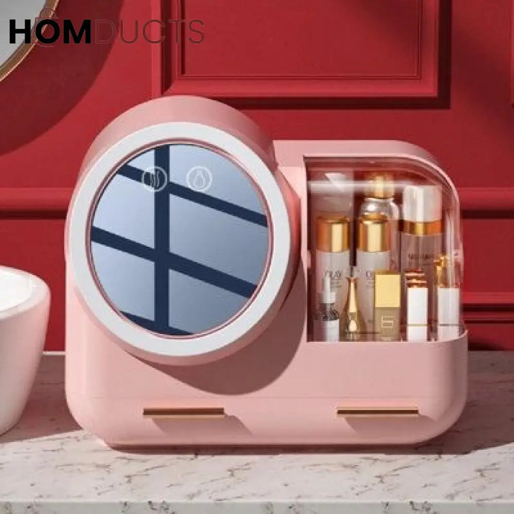 Large Capacity Cosmetic Organizer With Led Mirror
