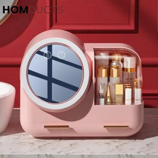 Large Capacity Cosmetic Organizer With Led Mirror