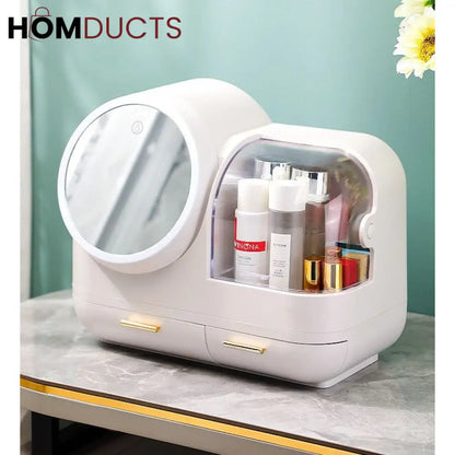 Large Capacity Cosmetic Organizer With Led Mirror