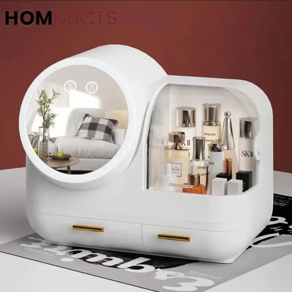 Large Capacity Cosmetic Organizer With Led Mirror