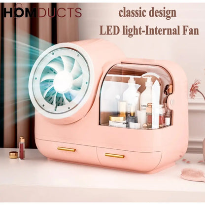 Large Capacity Cosmetic Organizer With Led Mirror