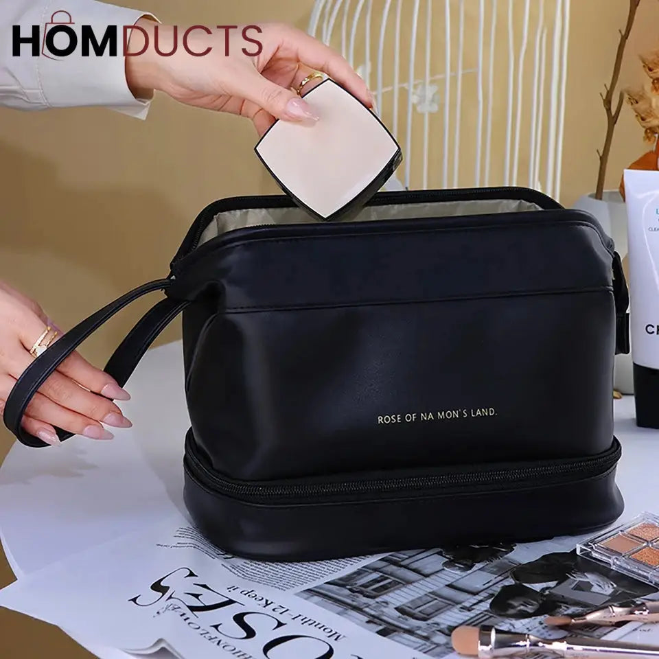Large Capacity Double Zipper Cosmetic Bag