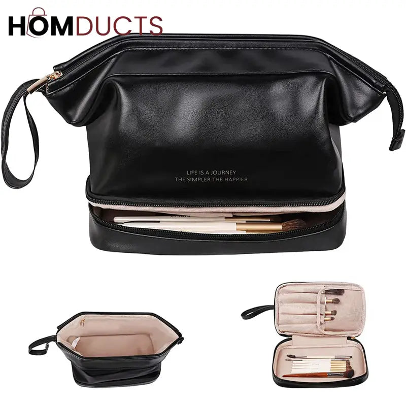 Large Capacity Double Zipper Cosmetic Bag