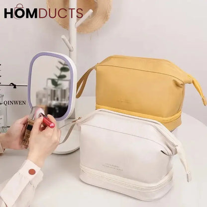 Large Capacity Double Zipper Cosmetic Bag