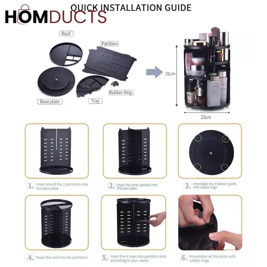 Large Capacity Rotating Cosmetic Organizer