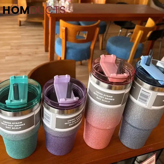 Leakproof Insulated Stainless Steel Travel Mug with Straw & Lid - Perfect for Hot & Cold Drinks
