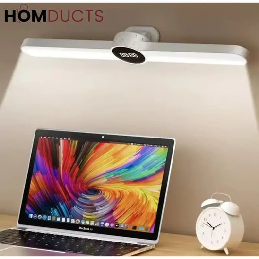 LED Desk Lamp with Magnetic Clock - USB Rechargeable & Stepless Dimming