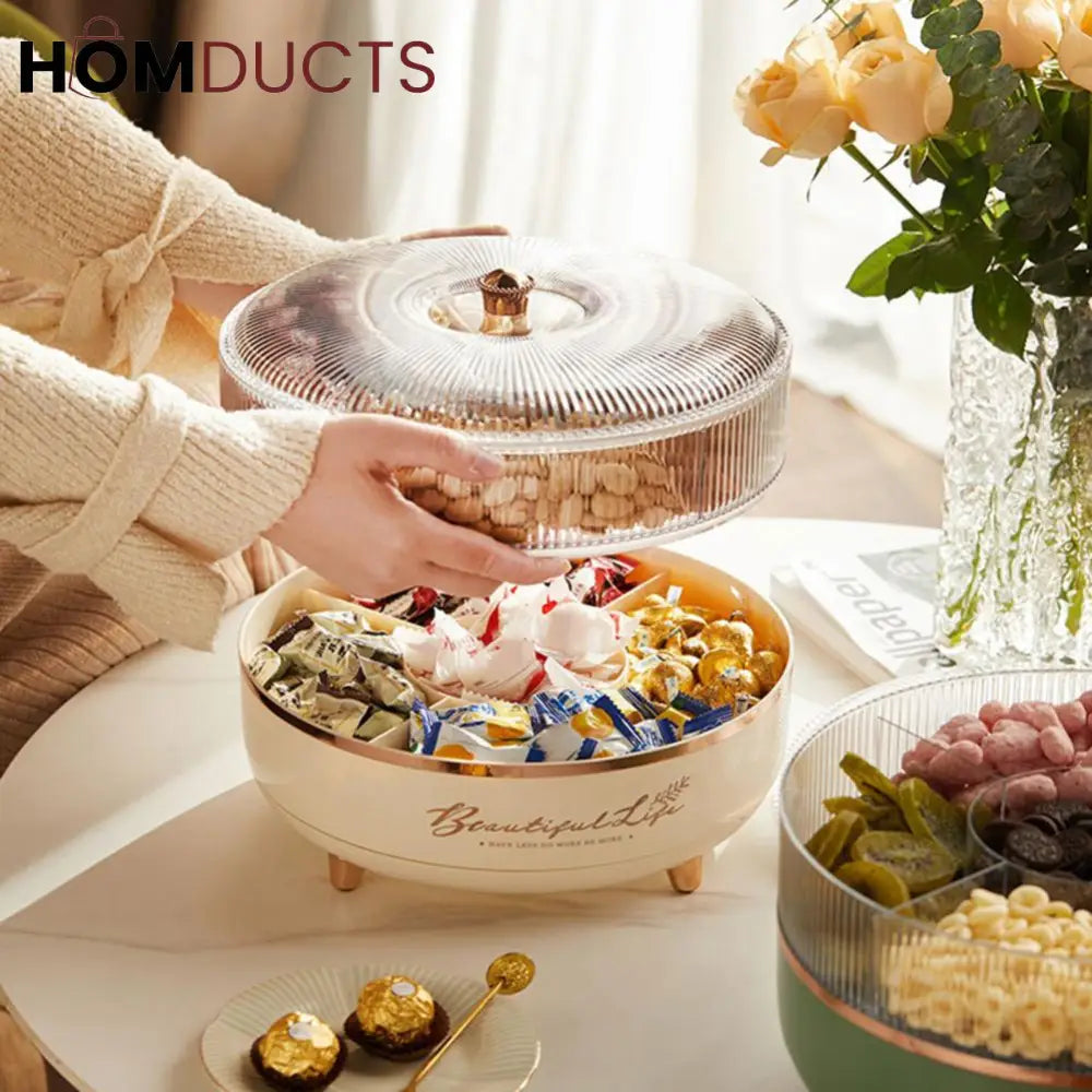 Light Luxury Rotating Sealed Dry Fruit Dish