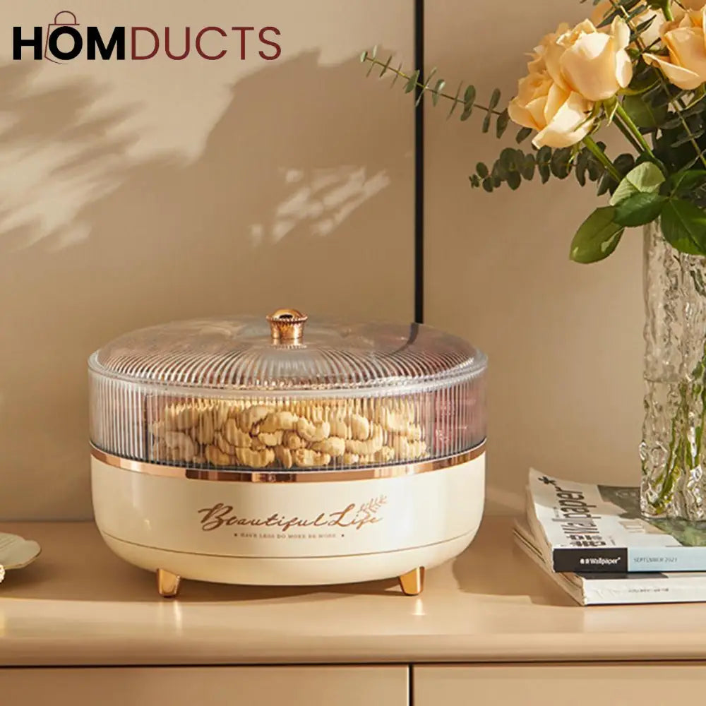 Light Luxury Rotating Sealed Dry Fruit Dish