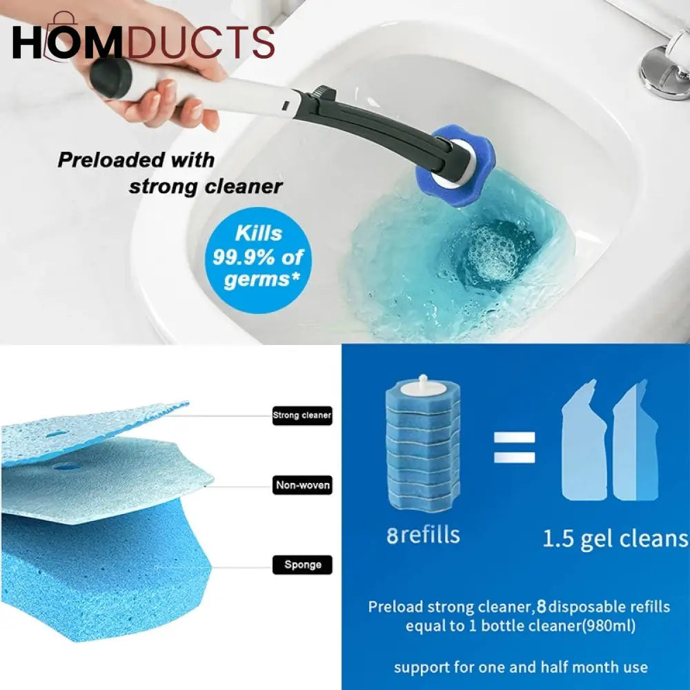 Long Handle Toilet Brush With Disposable Replacement