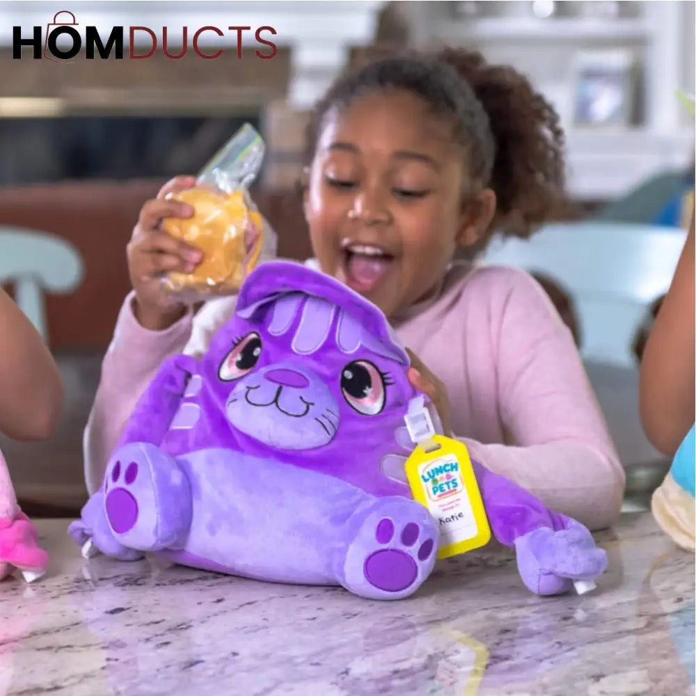 Lunch Pets Plush Kids’ Lunch Box – Cute & Insulated Animal-Shaped Bag