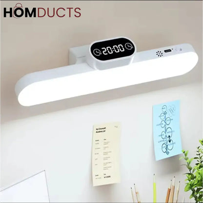 LuxeGlow LED Desk Lamp with Digital Clock – Minimalist Rechargeable Study & Work Light