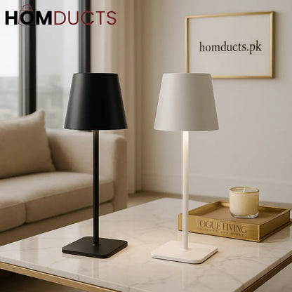 LuxeGlow Rechargeable LED Side Lamp – Minimalist Black & White