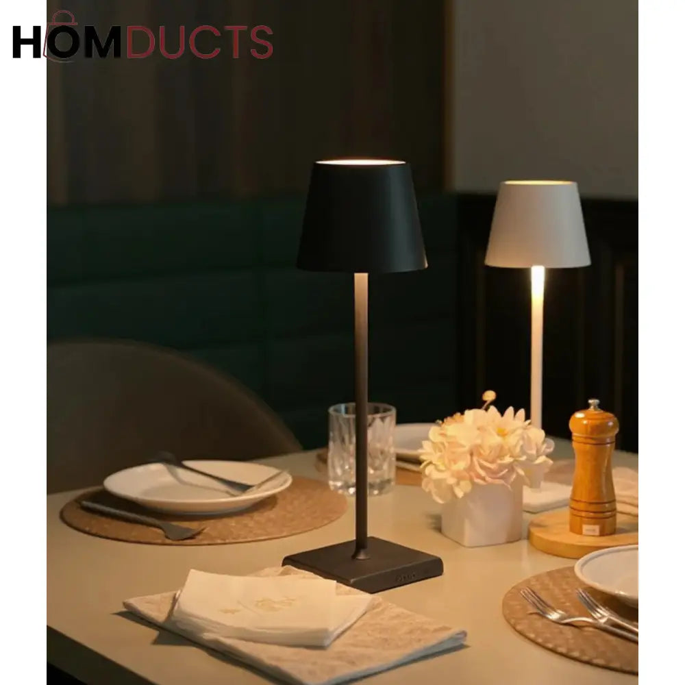 LuxeGlow Rechargeable LED Side Lamp – Minimalist Black & White