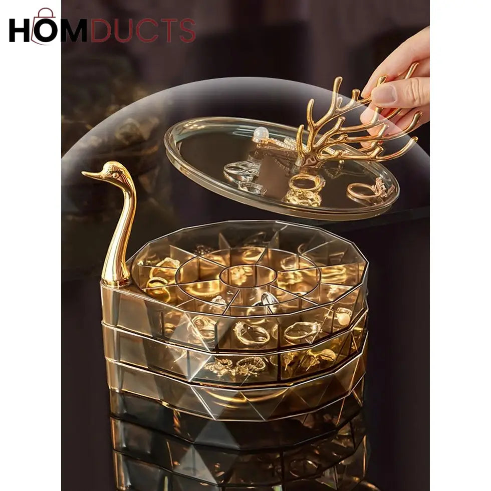 Luxury 3 Layer Swan Jewelery Organizer