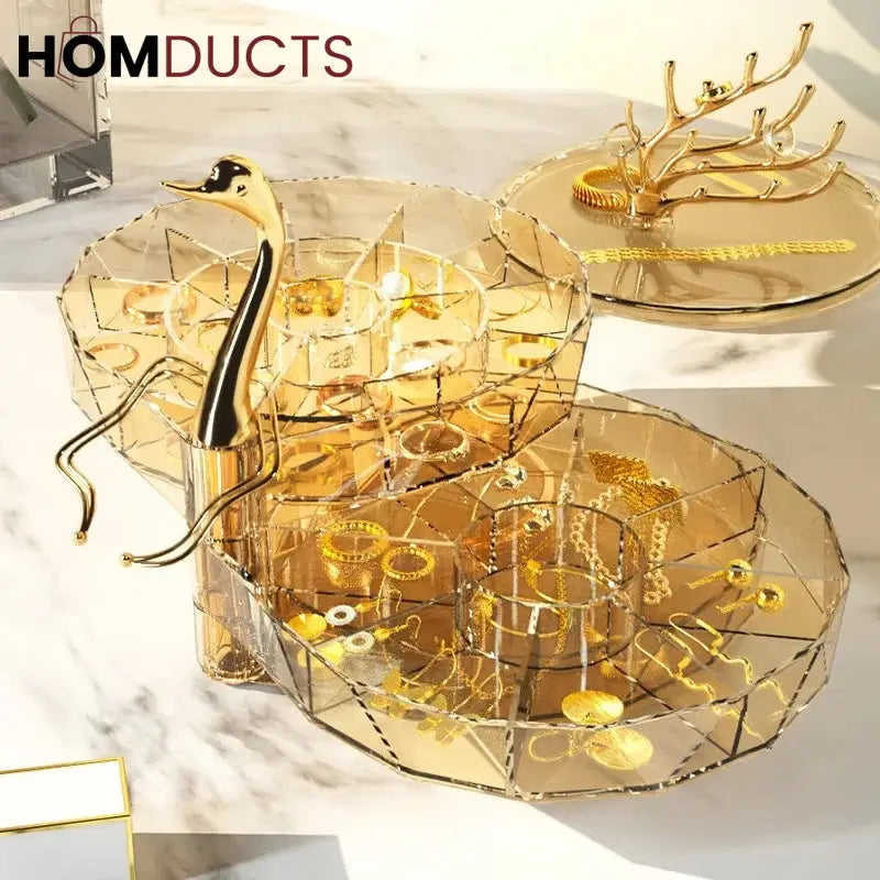 Luxury 3 Layer Swan Jewelery Organizer